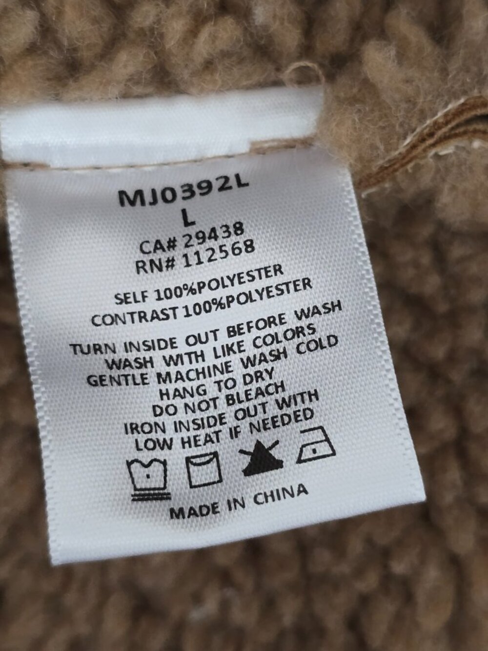 Miss Me Sherpa Faux Suede Jacket L Tan Checkered Patchwork NWT - Picture 7 of 9